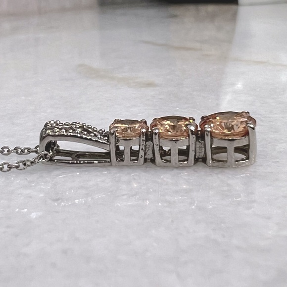 Citrine Gemstone Trilogy Pendant Necklace - Picture 3 of 11